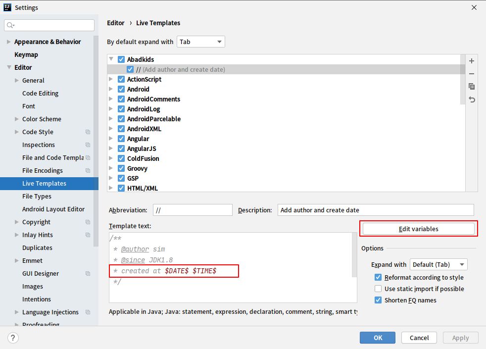 配置动态模板 配置动态模板